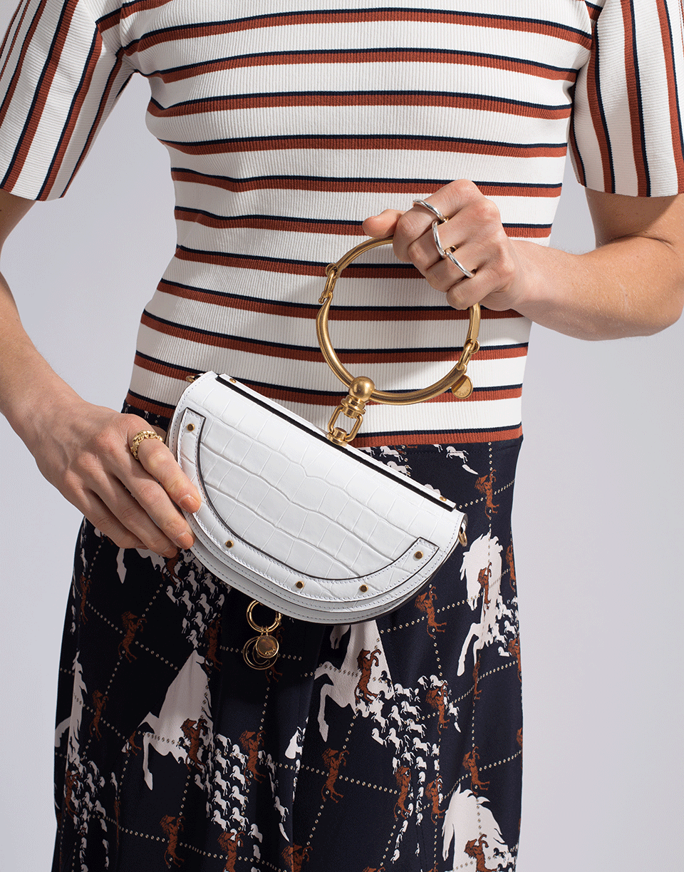 CHLOÉ-Nile Minaudiere Crocodile Bag-WHITE