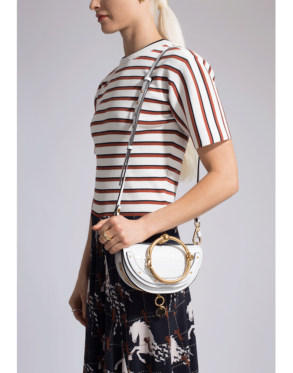 CHLOÉ-Nile Minaudiere Crocodile Bag-WHITE