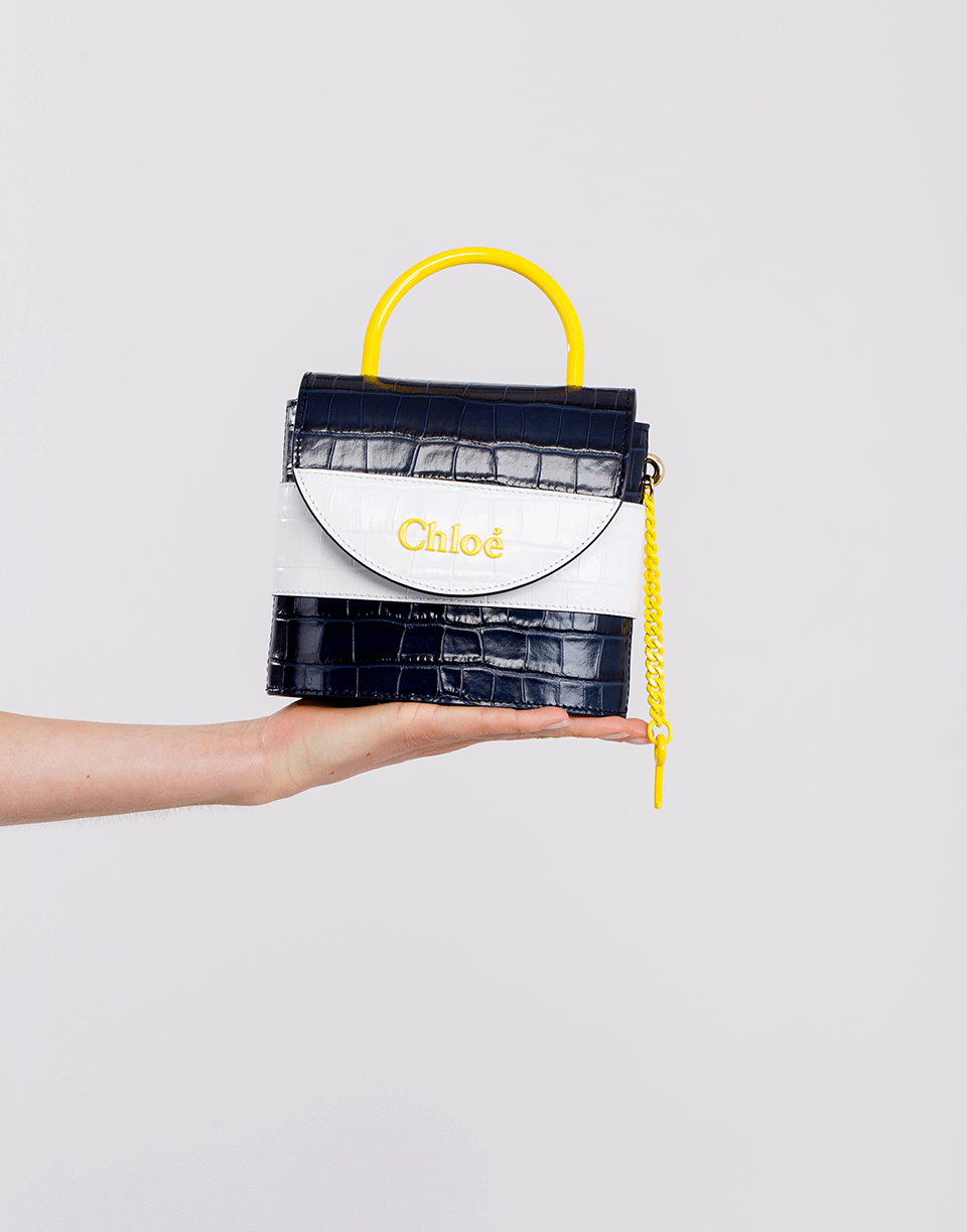 CHLOÉ-Blue and Yellow Small Aby Lock Bag-BLU/YLLW