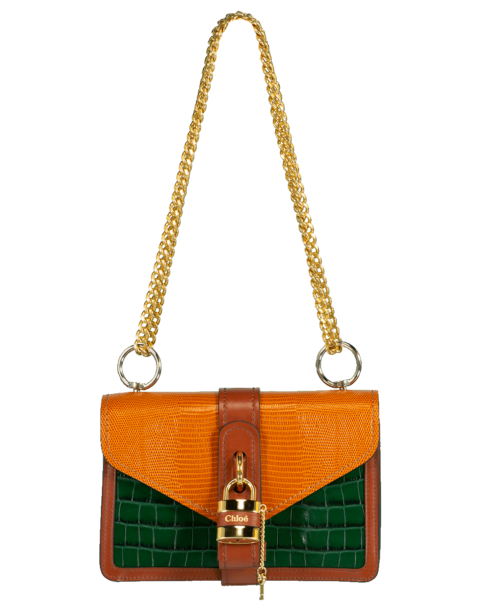 CHLOÉ-Brown and Green Aby Chain Colorblock Shoulder Bag-BRN/GRN