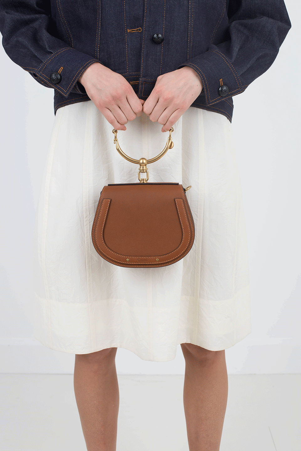 CHLOÉ-Nile Smooth Suede Bag-CARB BRN