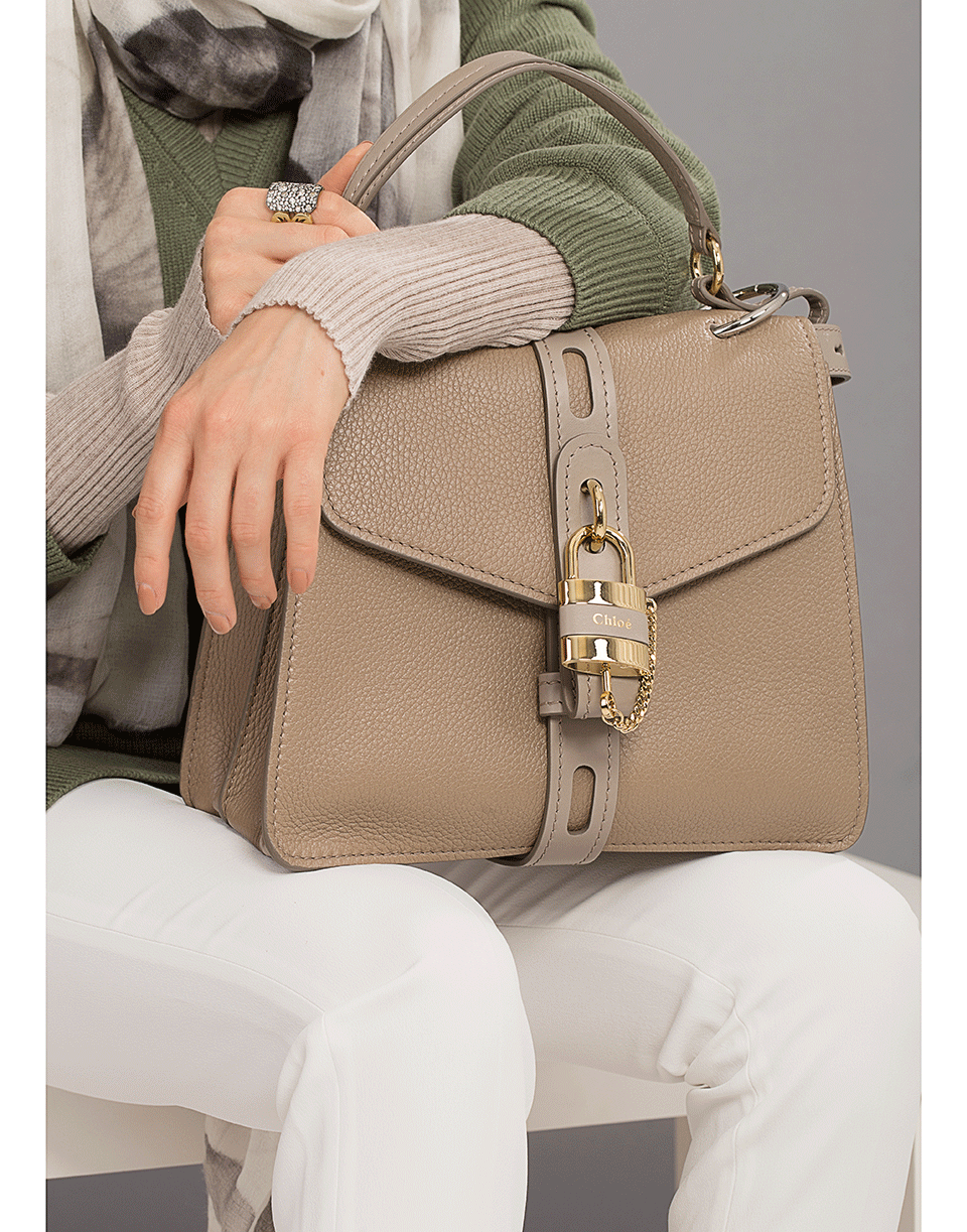 CHLOÉ-Grey Small Aby Lock Bag-GREY