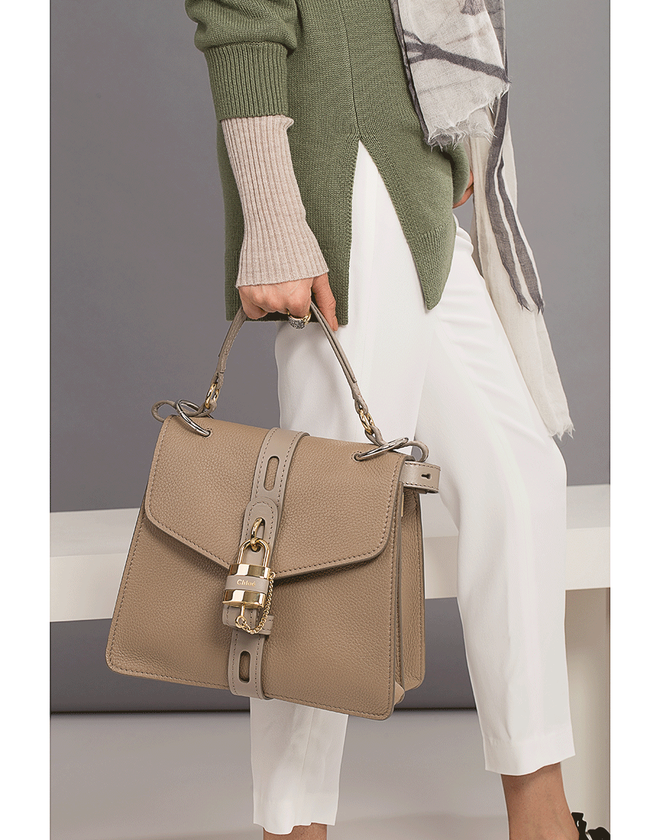 CHLOÉ-Grey Small Aby Lock Bag-GREY