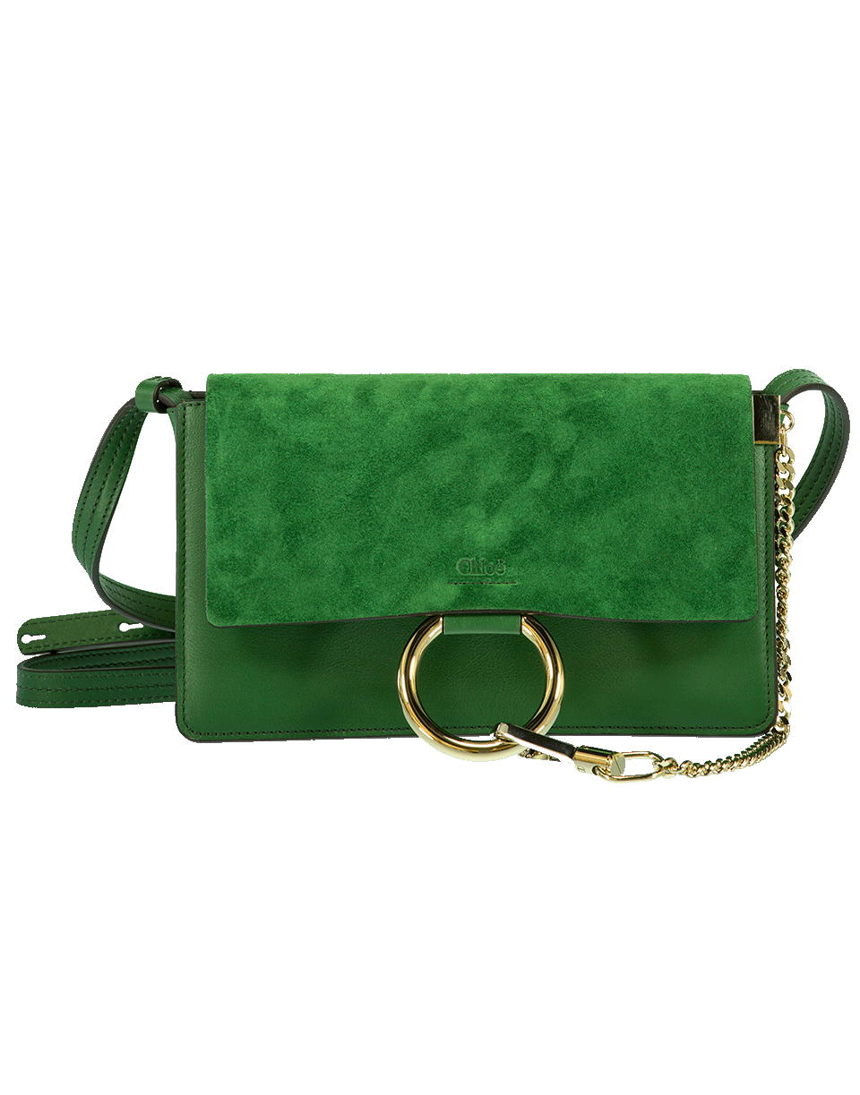 CHLOÉ-Small Faye Suede And Calfskin Shoulder Bag-PINE