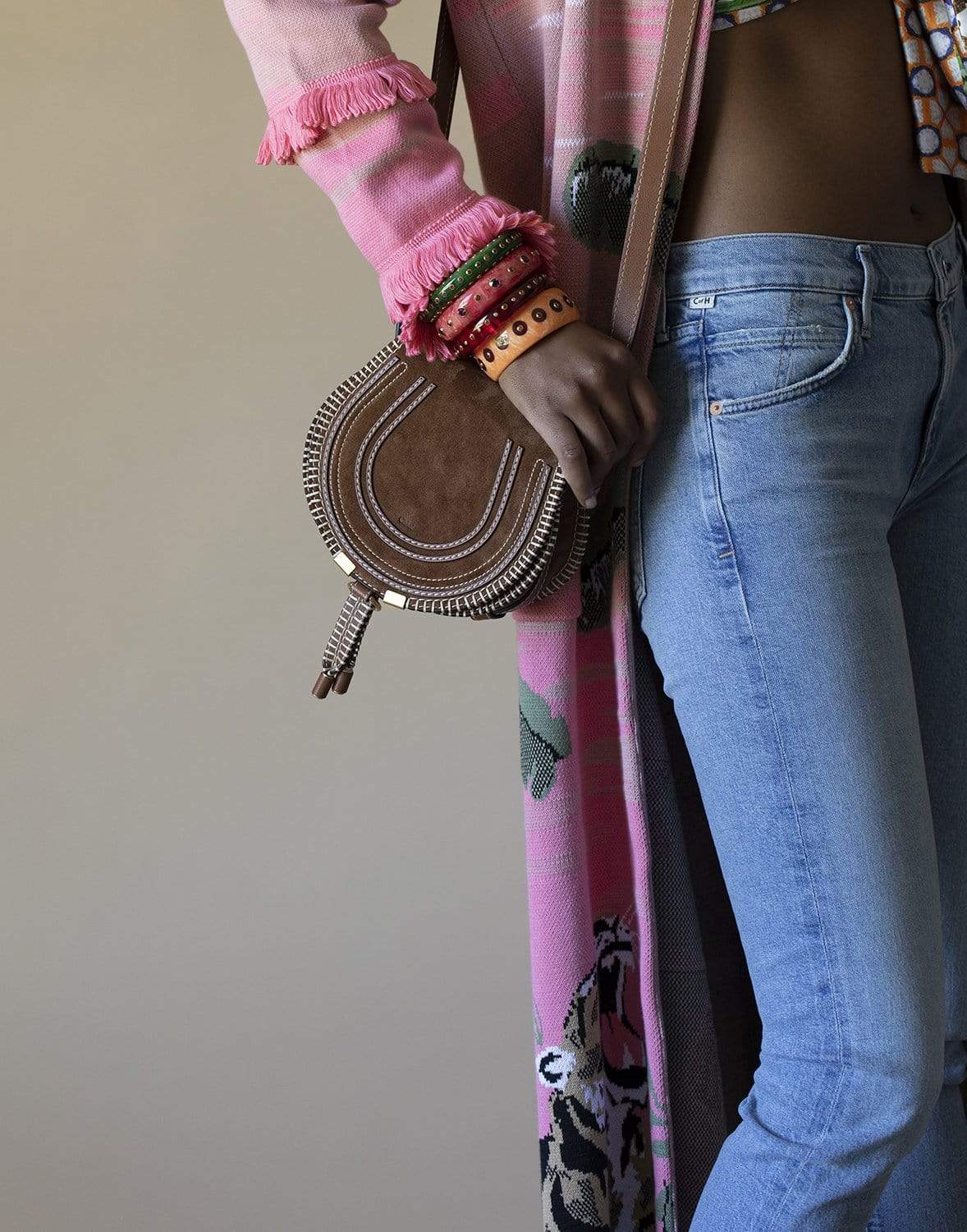 CHLOÉ-Mini Marcie Saddle Bag-TAN