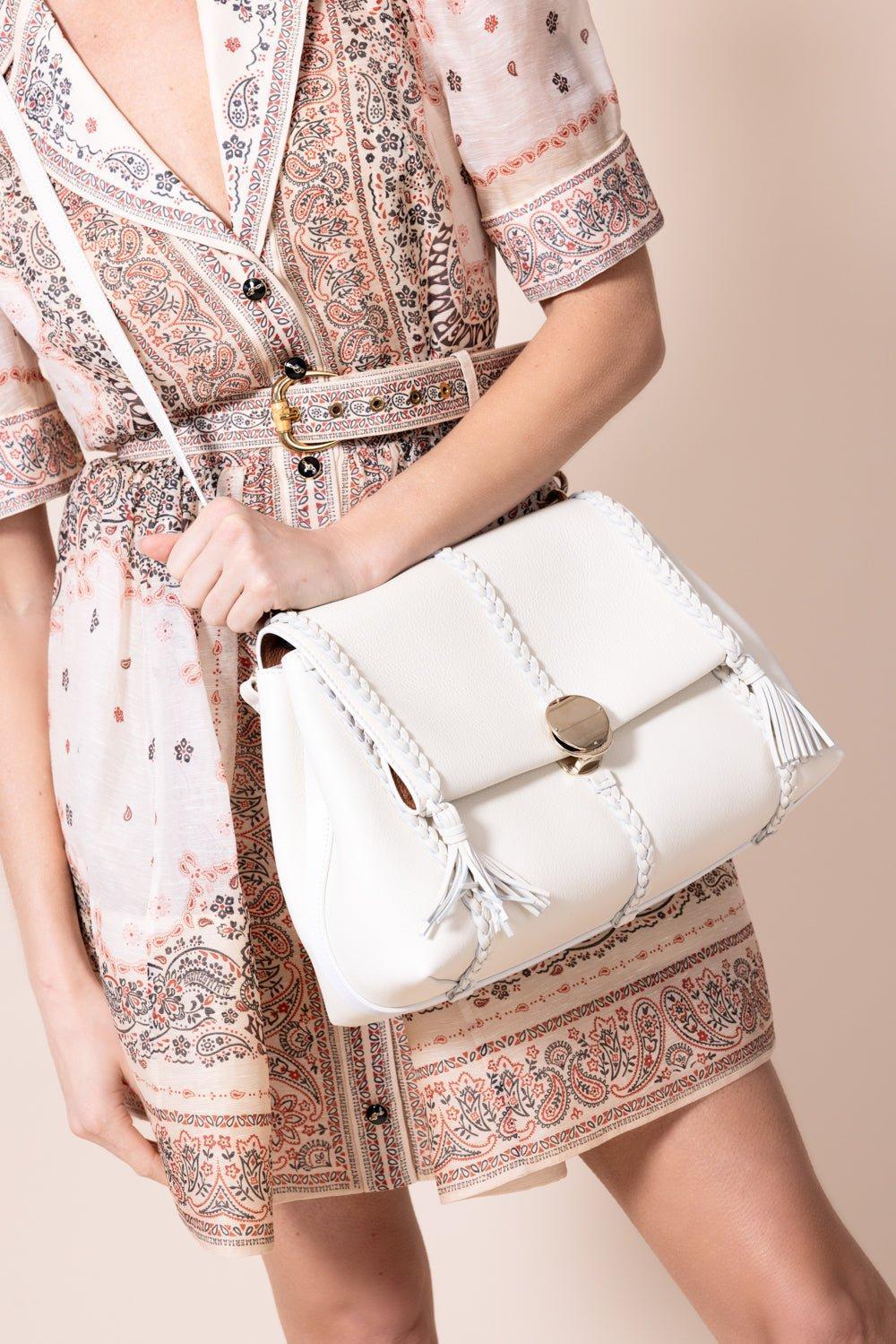 CHLOÉ-Medium Penelope Shoulder Bag-WHITE