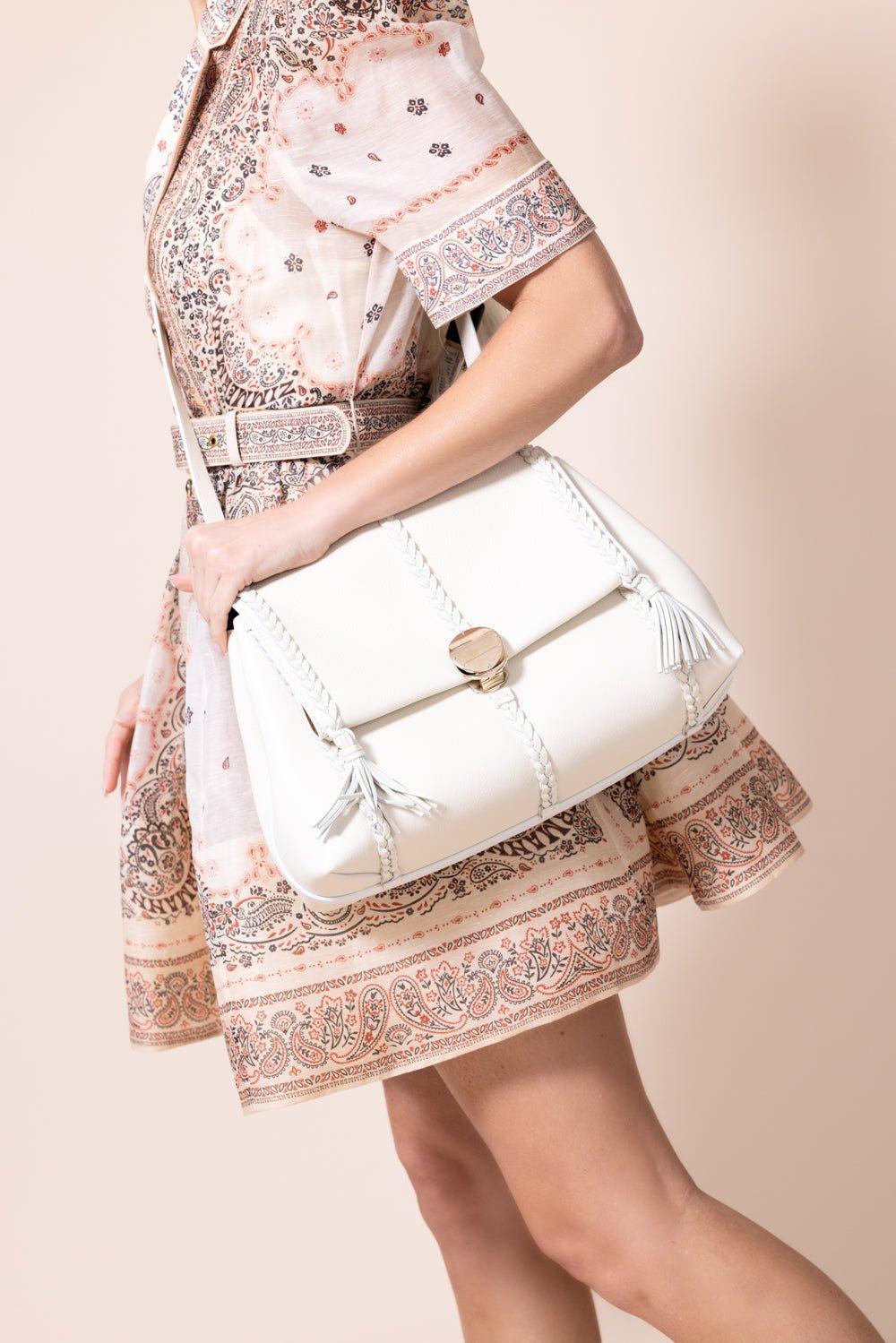 CHLOÉ-Medium Penelope Shoulder Bag-WHITE