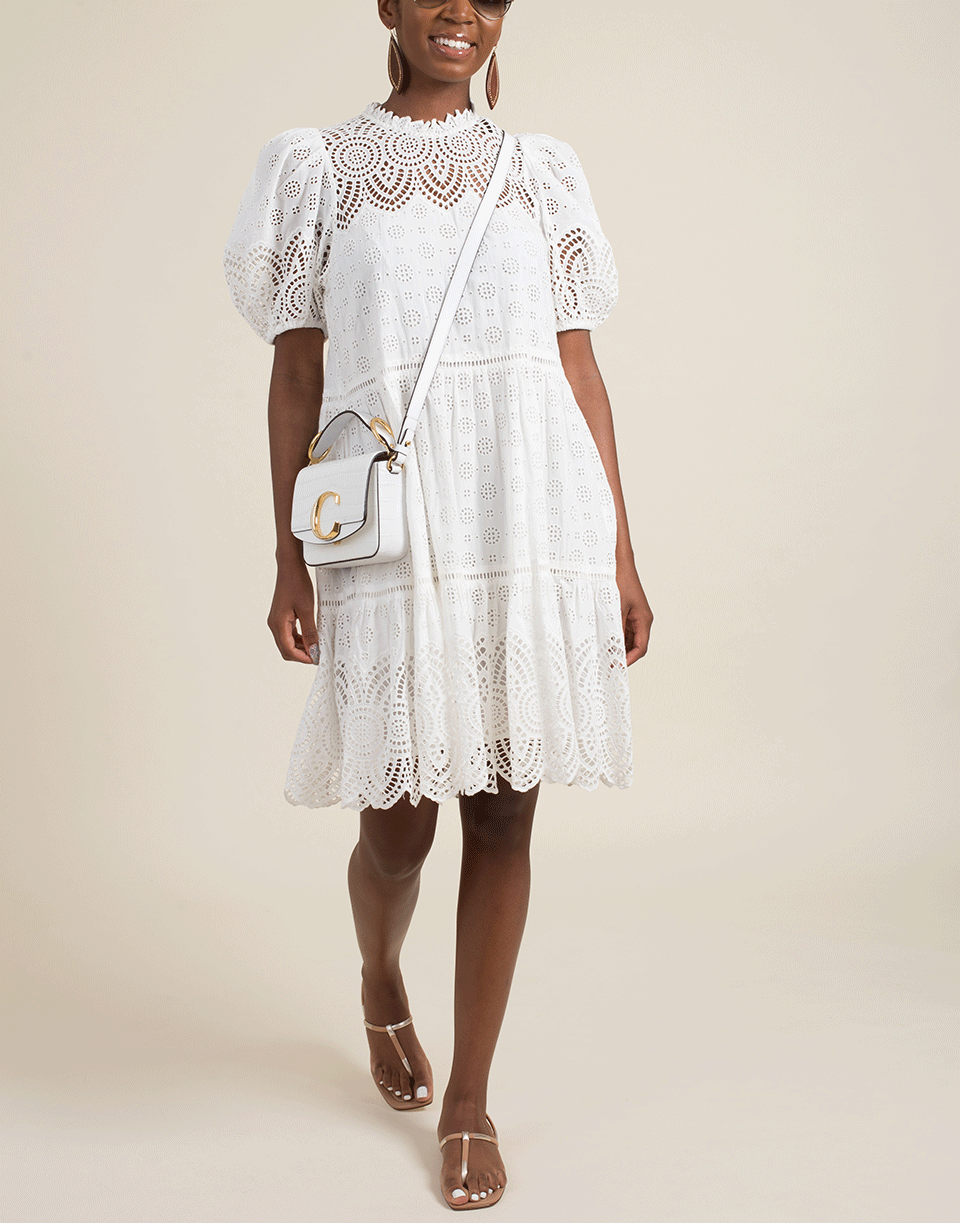 CHLOÉ-White Croco Effect Mini Chloe C Bag-WHITE