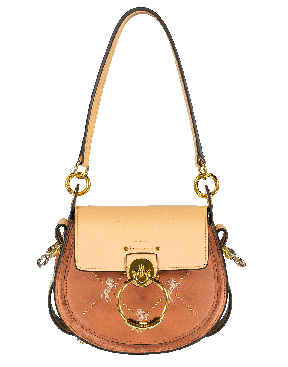 CHLOÉ-Tess Embroidered Horses Bag-BROWN