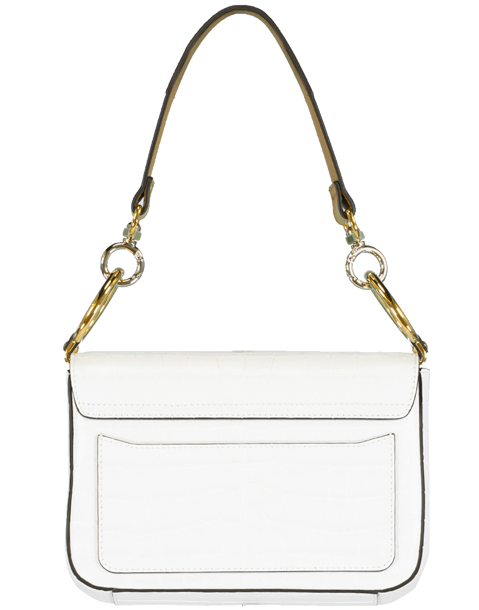 CHLOÉ-Small Chloe C Double Worn Embossed Crocodile Bag-WHITE