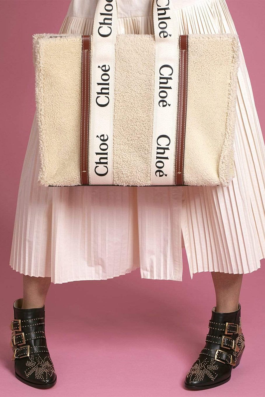 CHLOÉ-Woody Monogram Tote - Beige-BEIGE