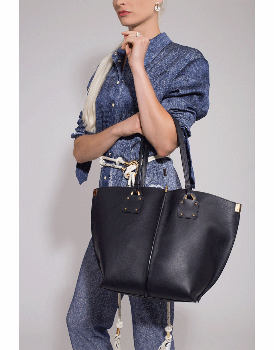 CHLOÉ-Vick Stripe Chloe Logo Tote-BLUE