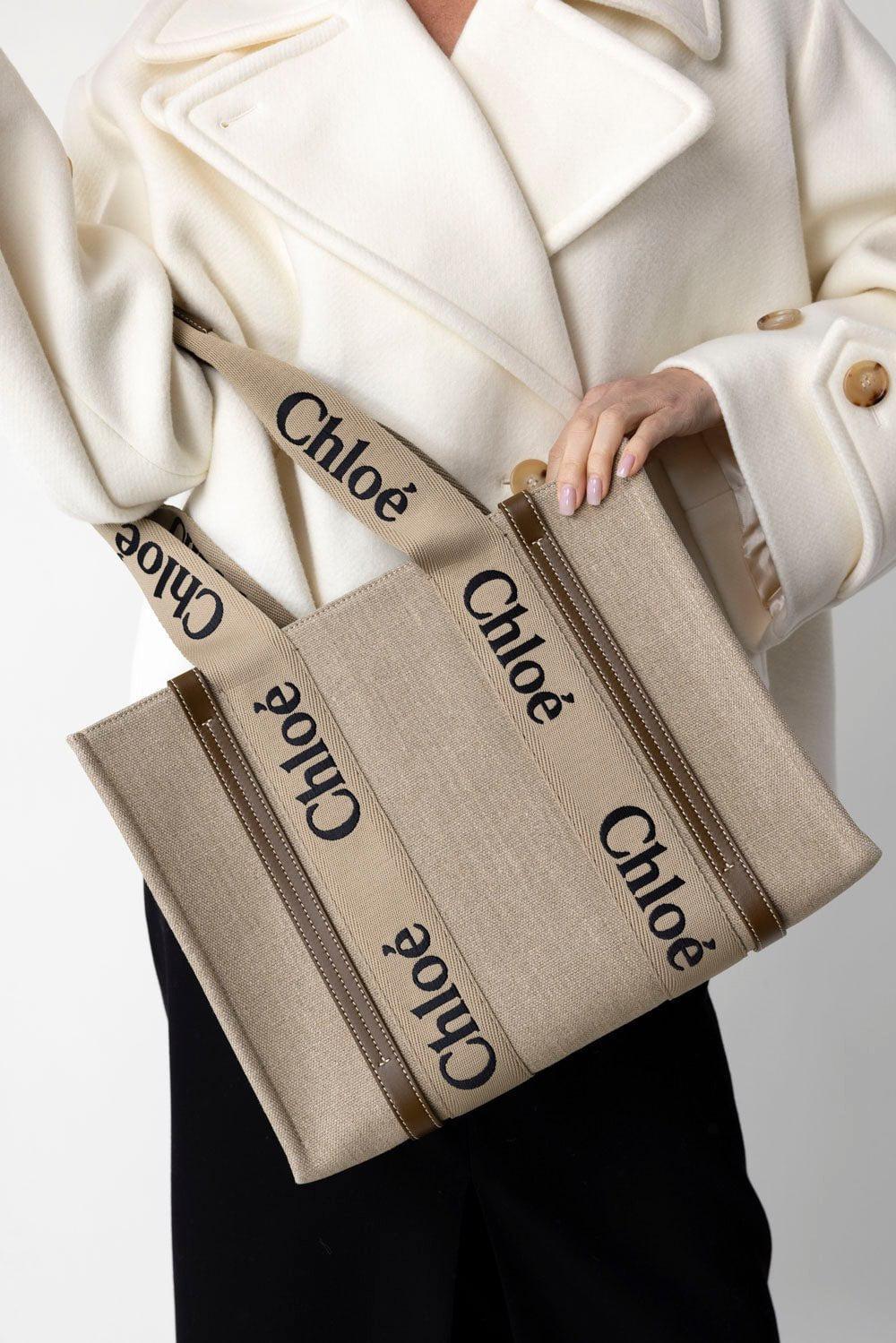 CHLOÉ-Woody Monogram Tote - Bronze Brown-BRNZBRWN