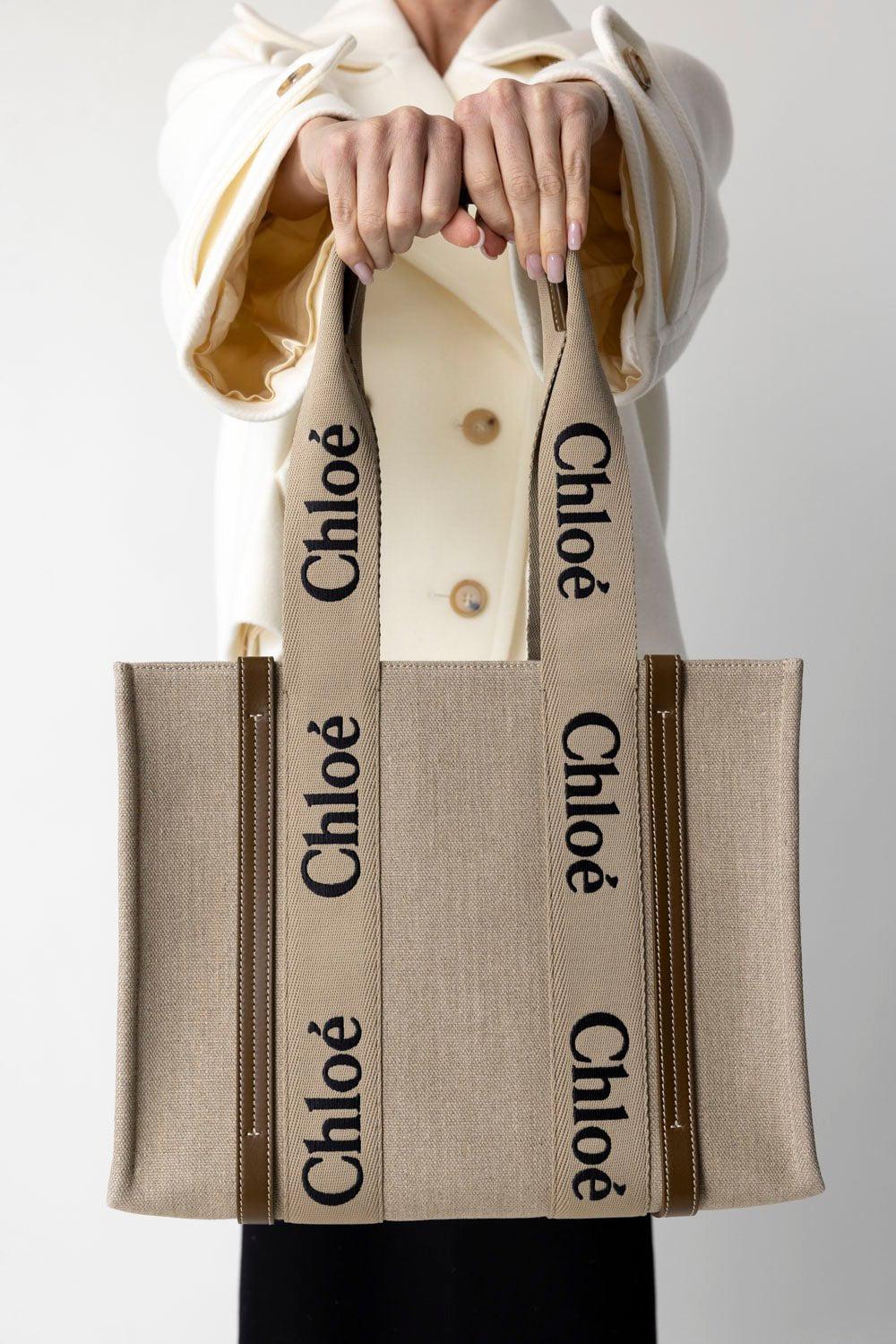 CHLOÉ-Woody Monogram Tote - Bronze Brown-BRNZBRWN