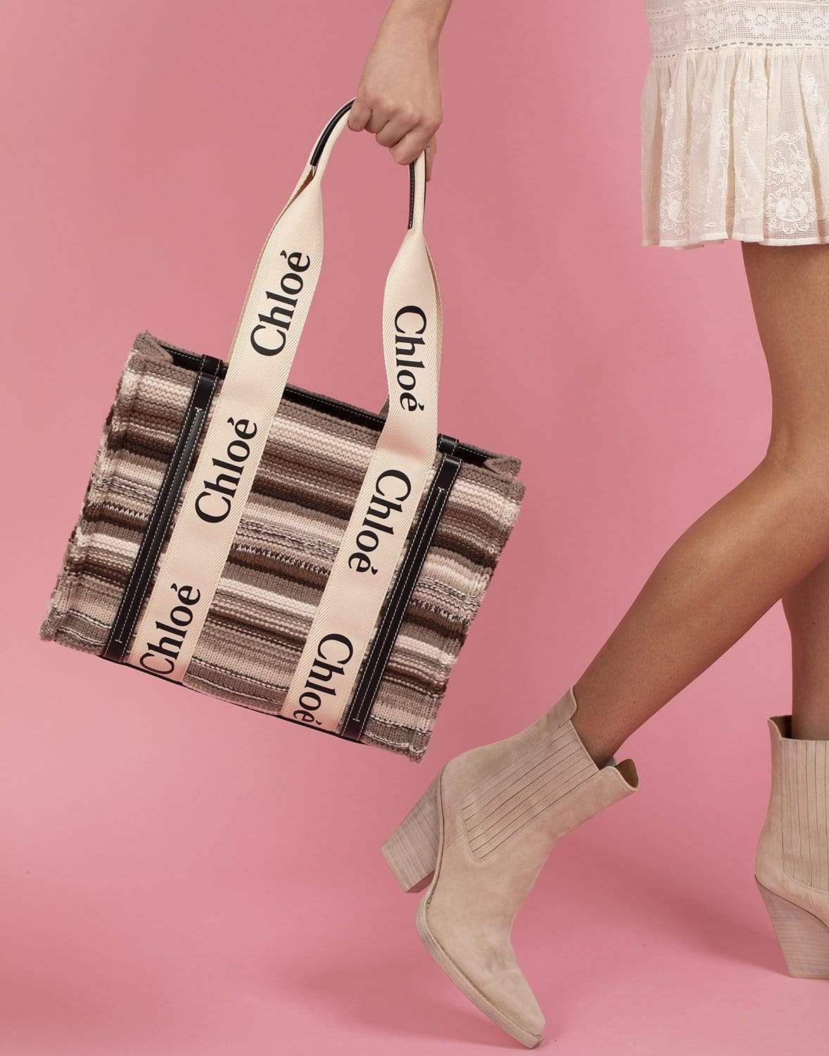 CHLOÉ-Woody Monogram Tote - Multicolor-MULTI