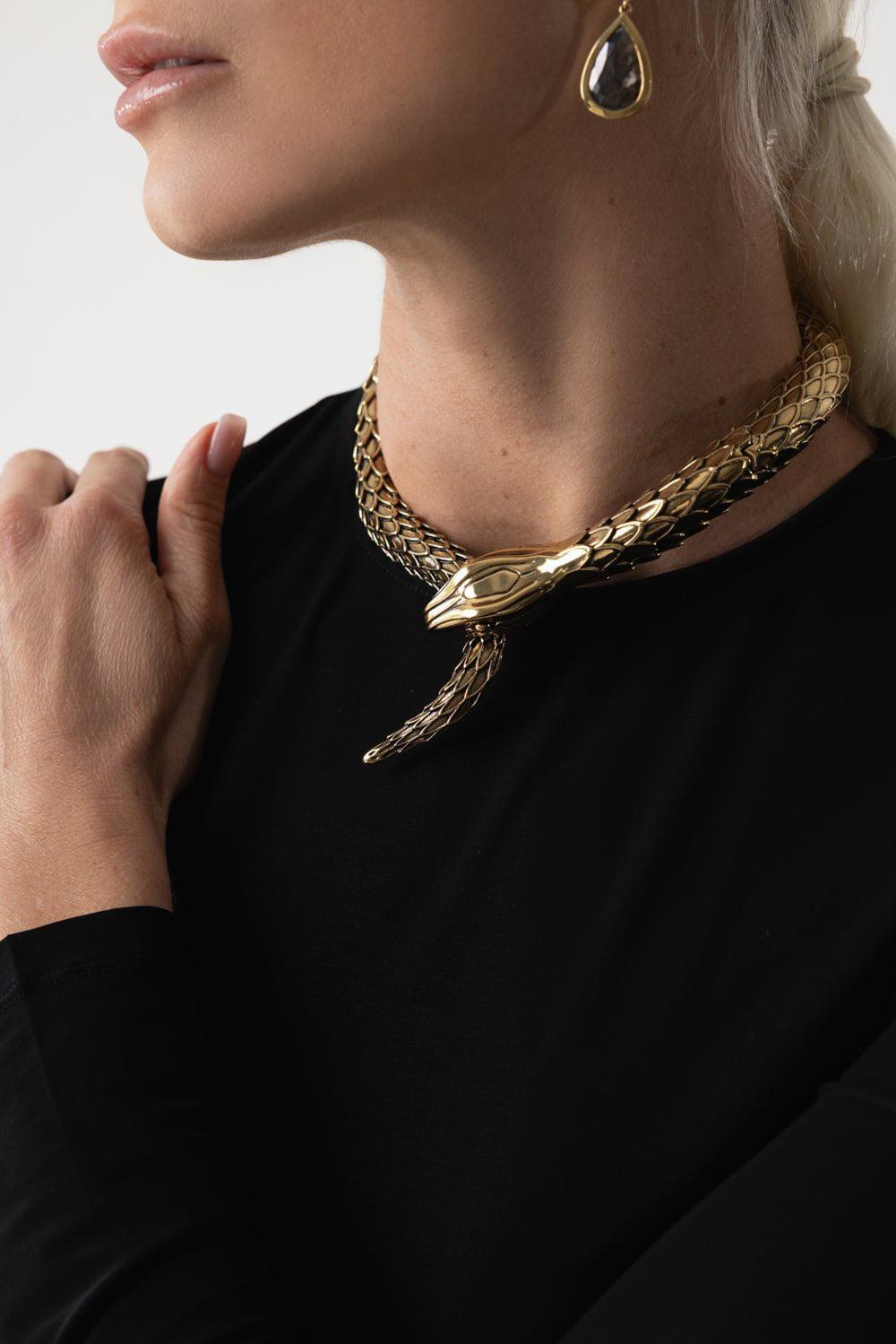 CHLOÉ-The Snake necklace-VINTAGE GOLD