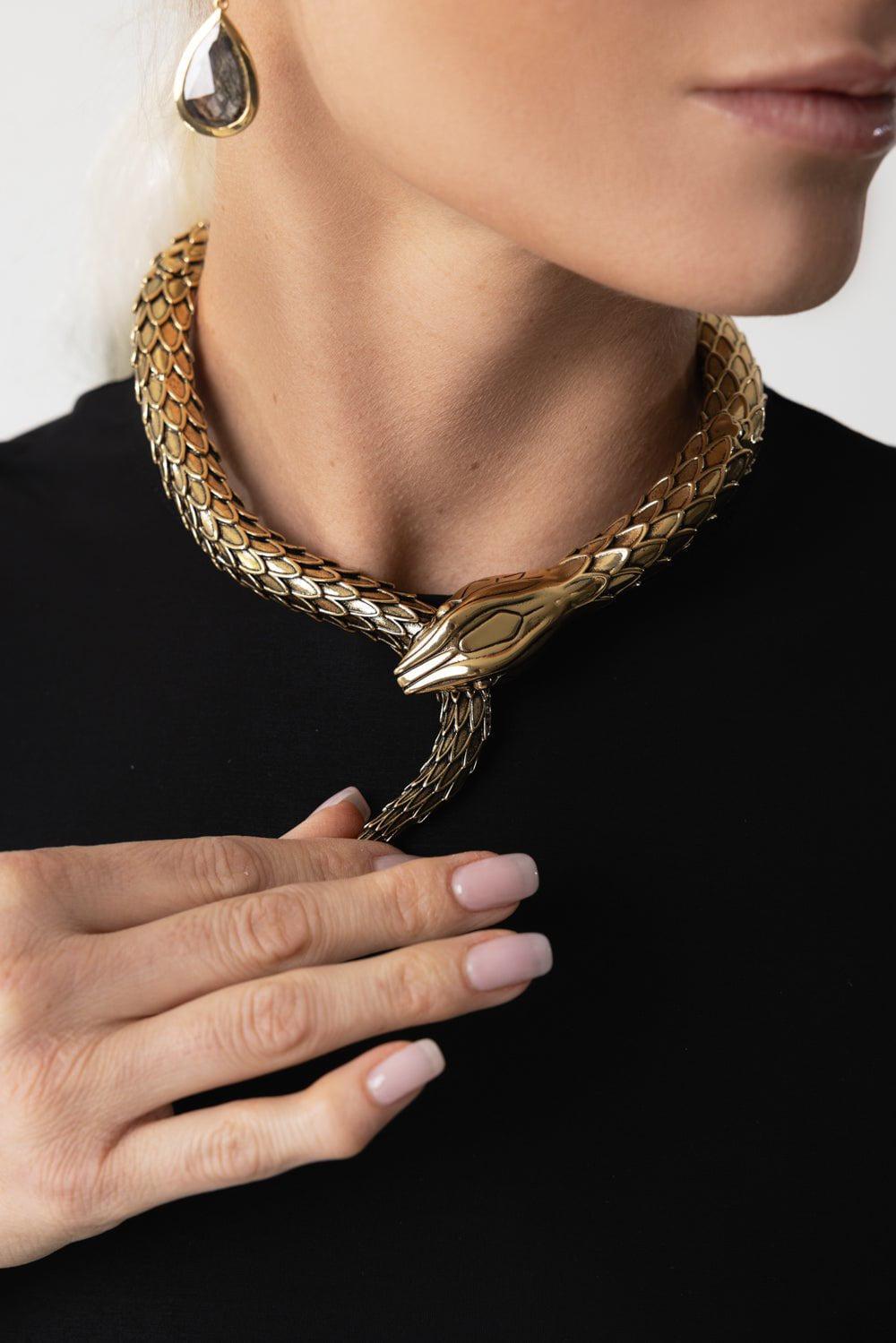 CHLOÉ-The Snake necklace-VINTAGE GOLD