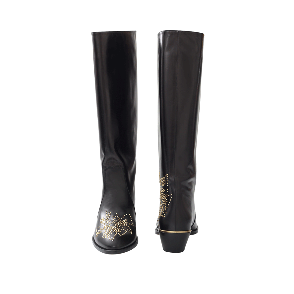 CHLOÉ-Flat Gold Susanna Stud Boot-
