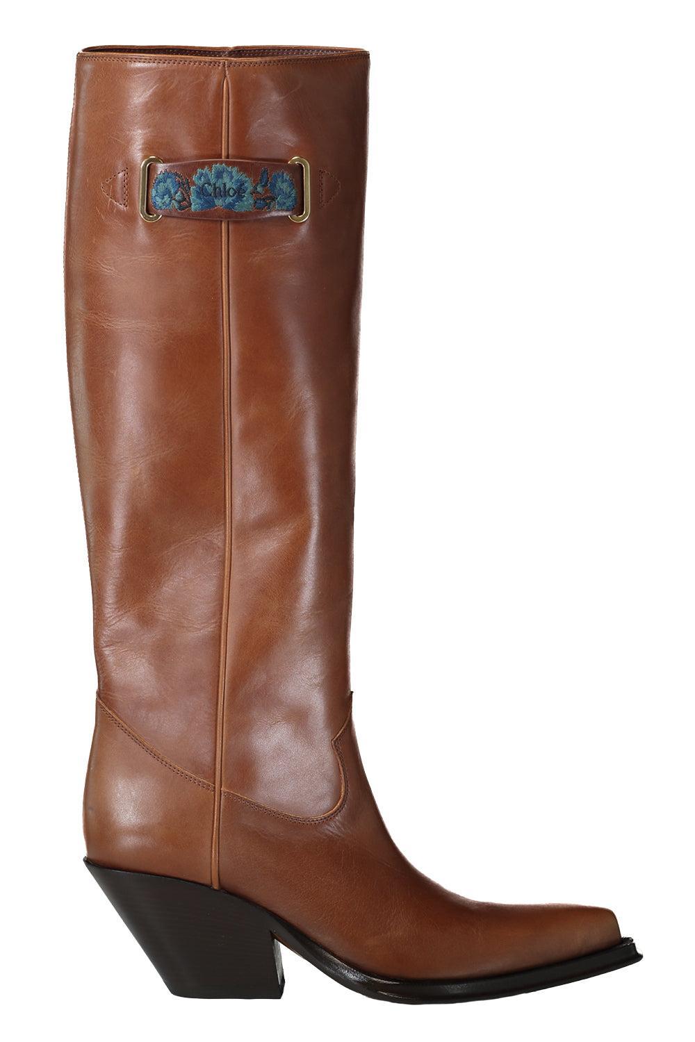 Chloe Azelan Logo Boot - Amber Brown-BROWN-37-SHOEBOOT-CHLOÉ