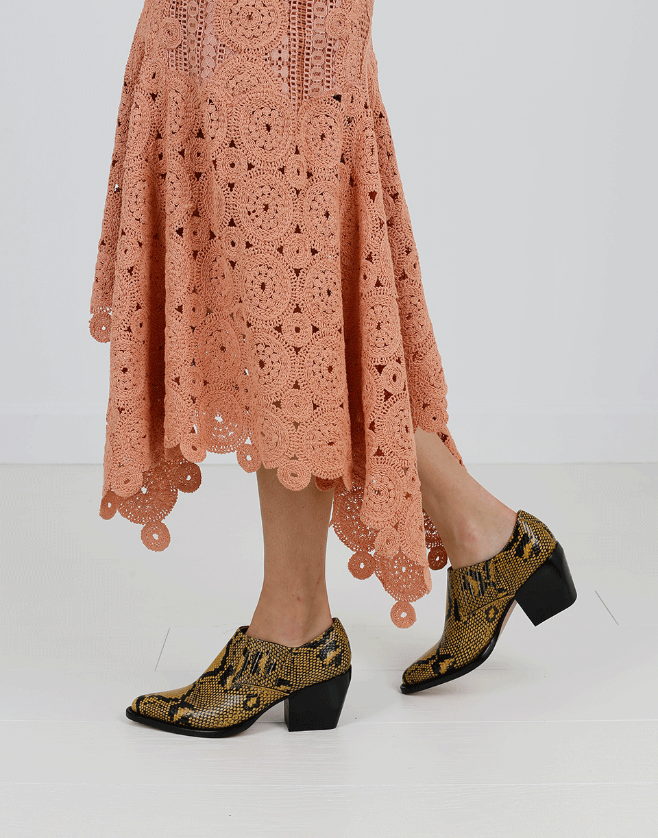 CHLOÉ-Python Print Leather Bootie-