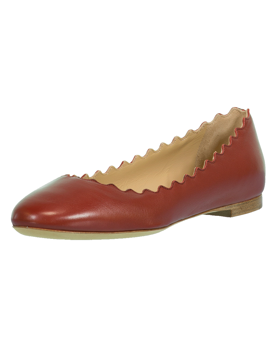 CHLOÉ-Lauren Nappa Scalloped Flat-