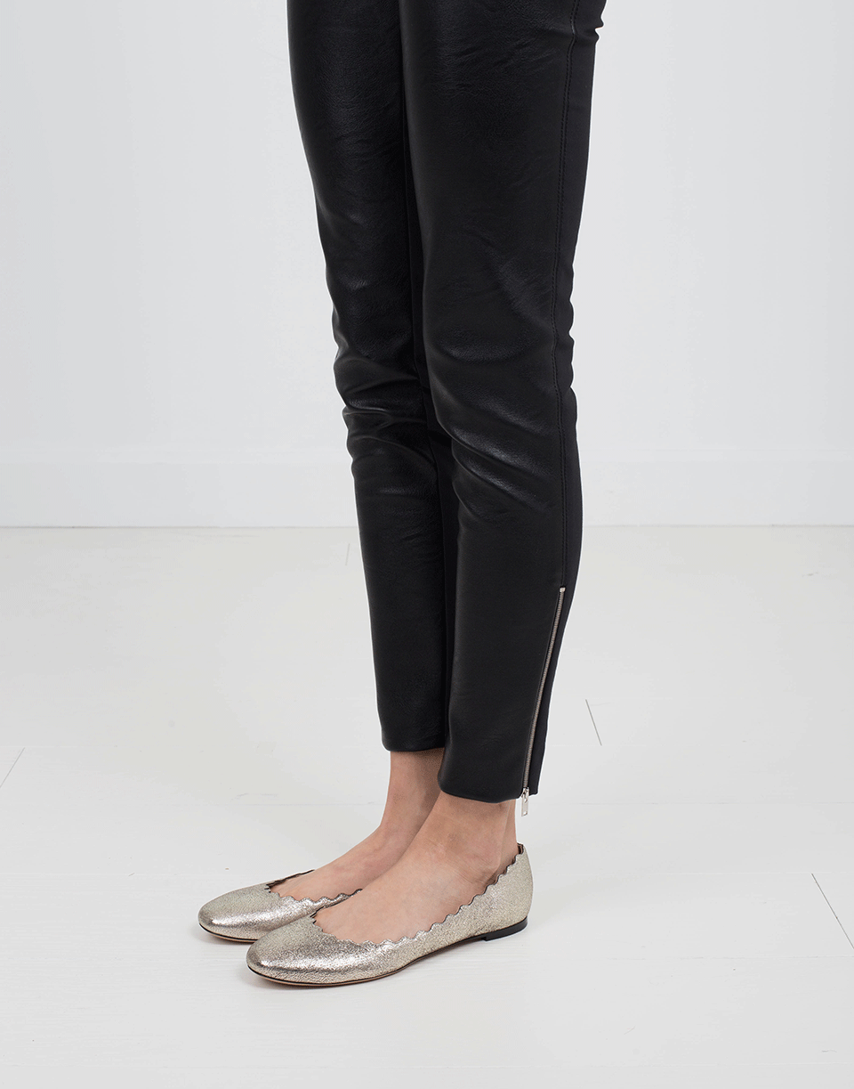CHLOÉ-Metallic Scallop Ballerina Shoe-