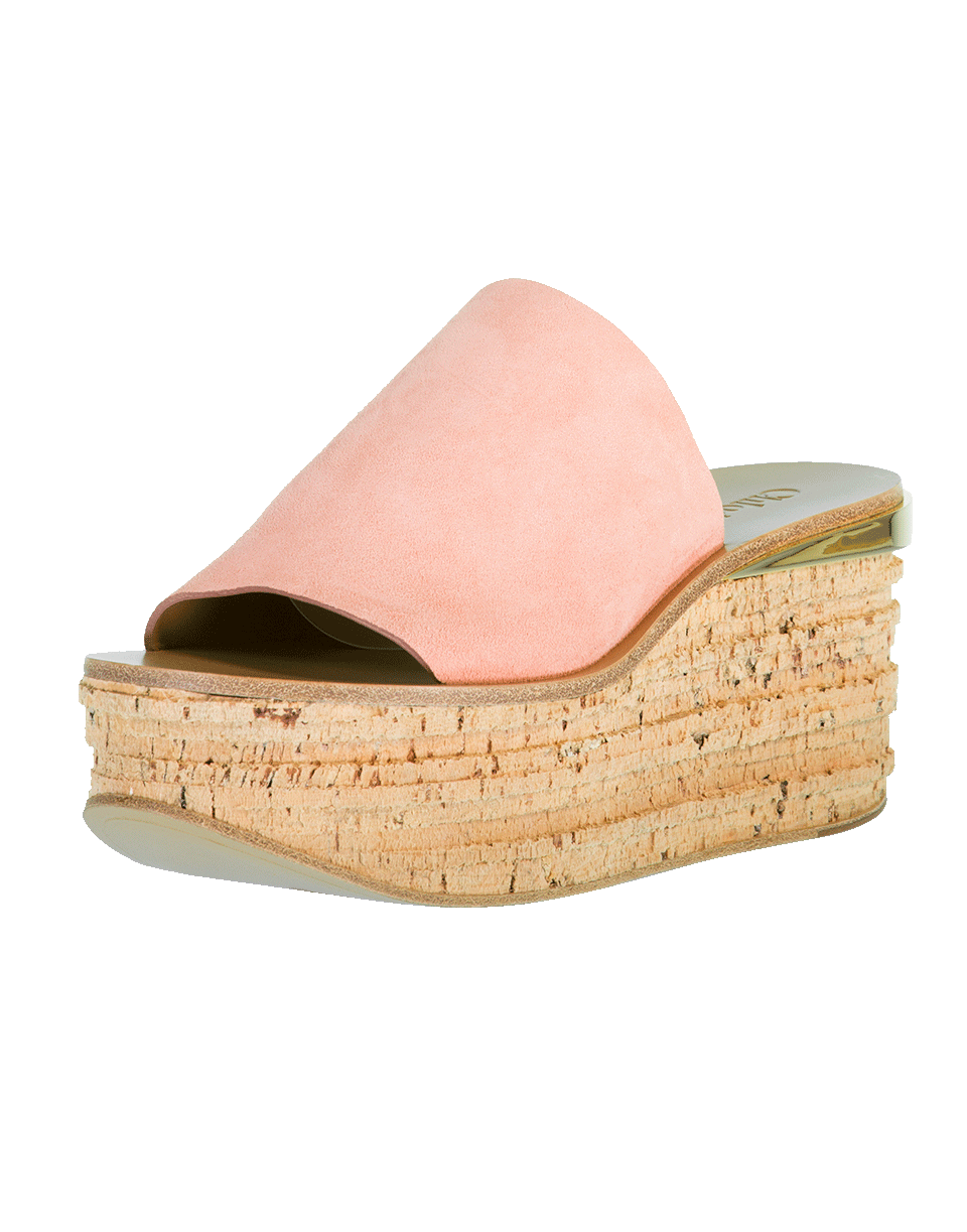 CHLOÉ-Suede Cork Wedge Slide-