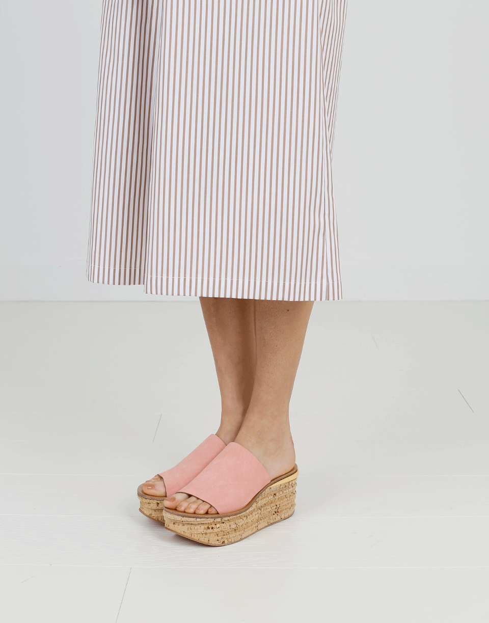 CHLOÉ-Suede Cork Wedge Slide-