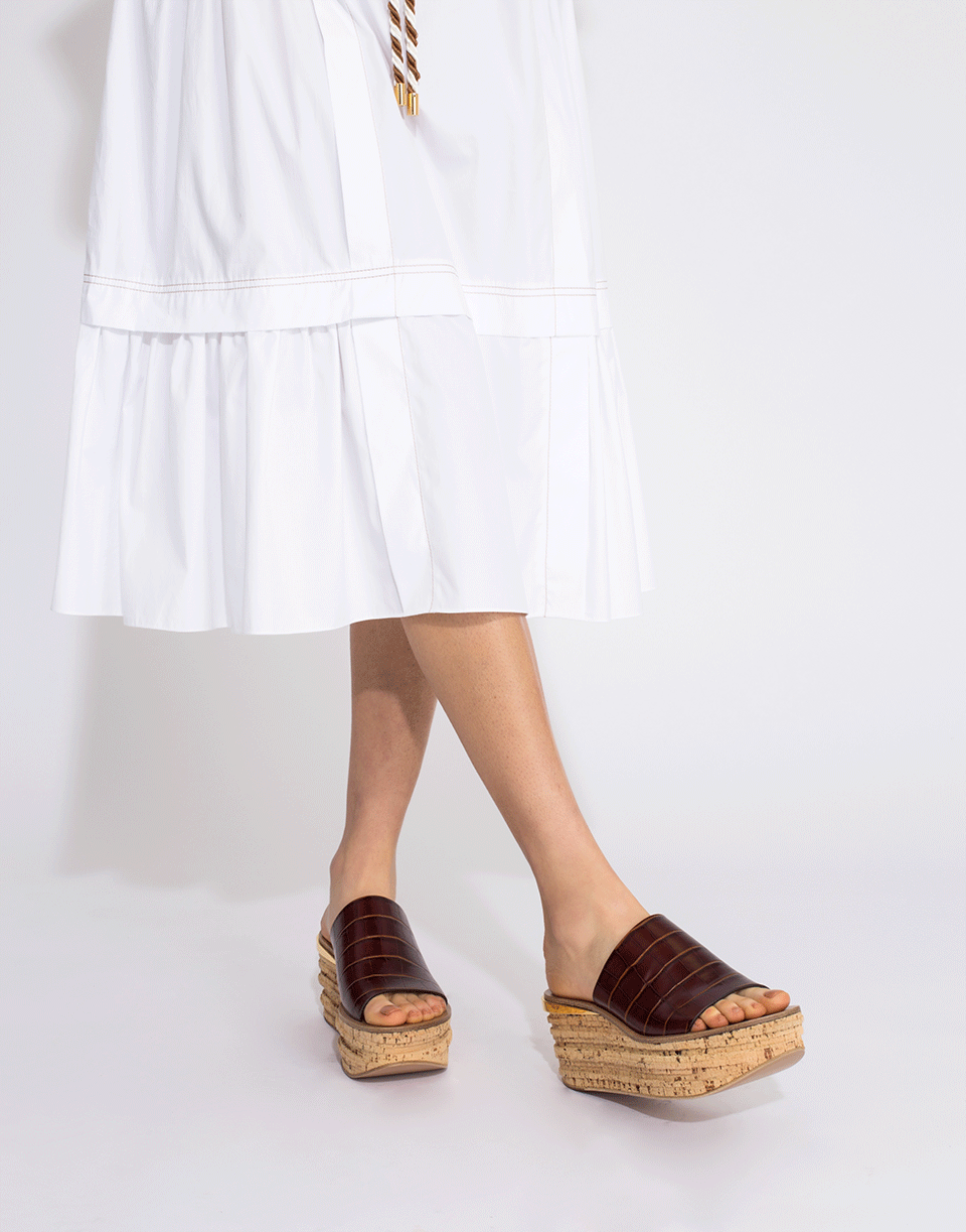 CHLOÉ-Crocodile Embossed Platform Slide-