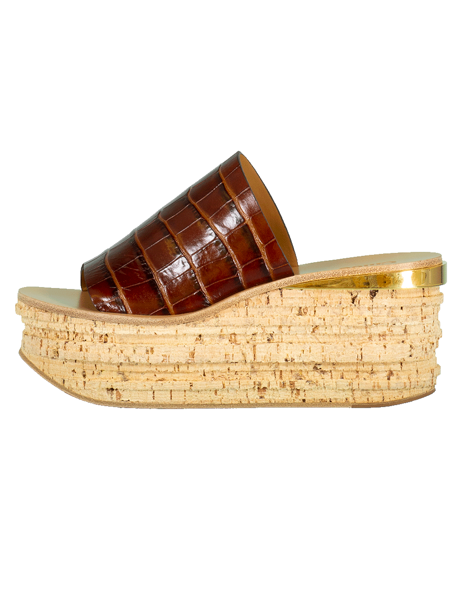 CHLOÉ-Crocodile Embossed Platform Slide-