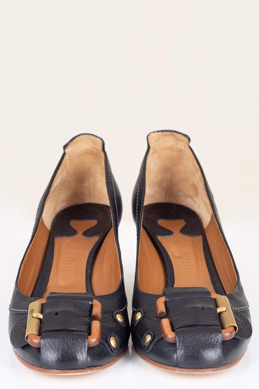 CHLOÉ-Wedge with Buckle-BLACK