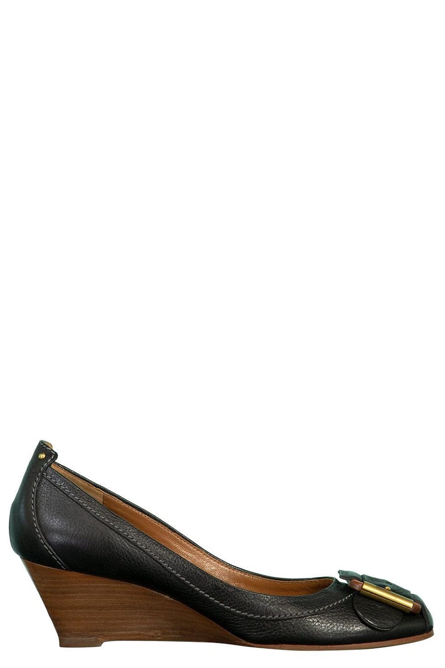 CHLOÉ-Wedge with Buckle-BLACK