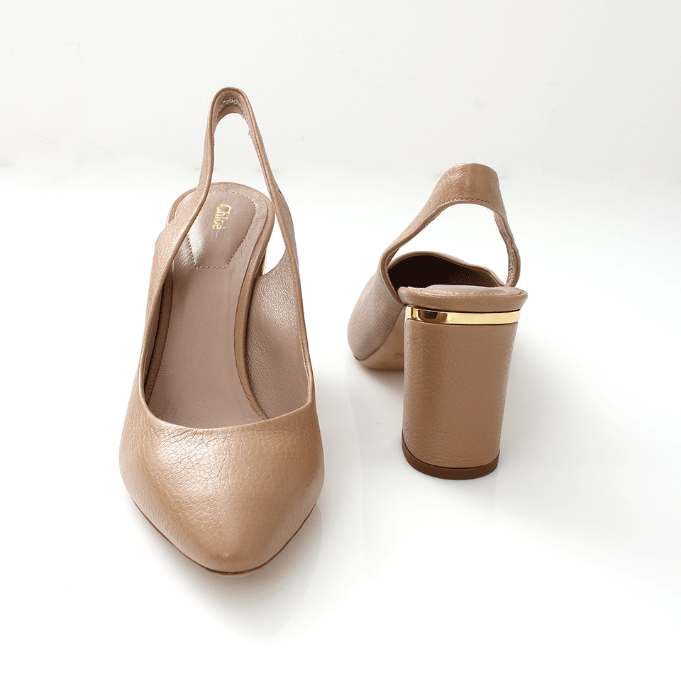 CHLOÉ-Gold Trim Slingback-