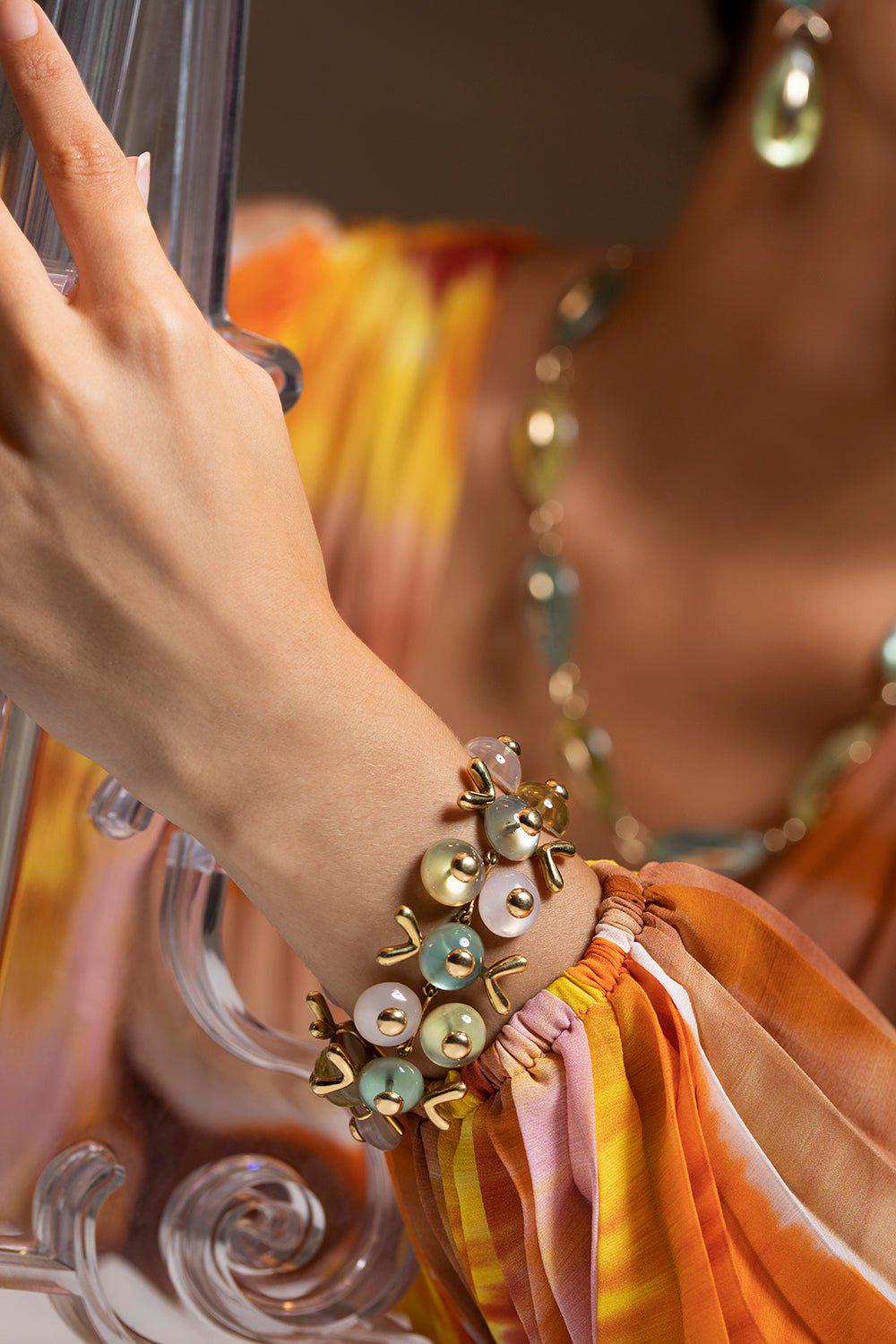 CHRIS DAVIES-Citrine and Rose Quartz Bracelet-YELLOW GOLD