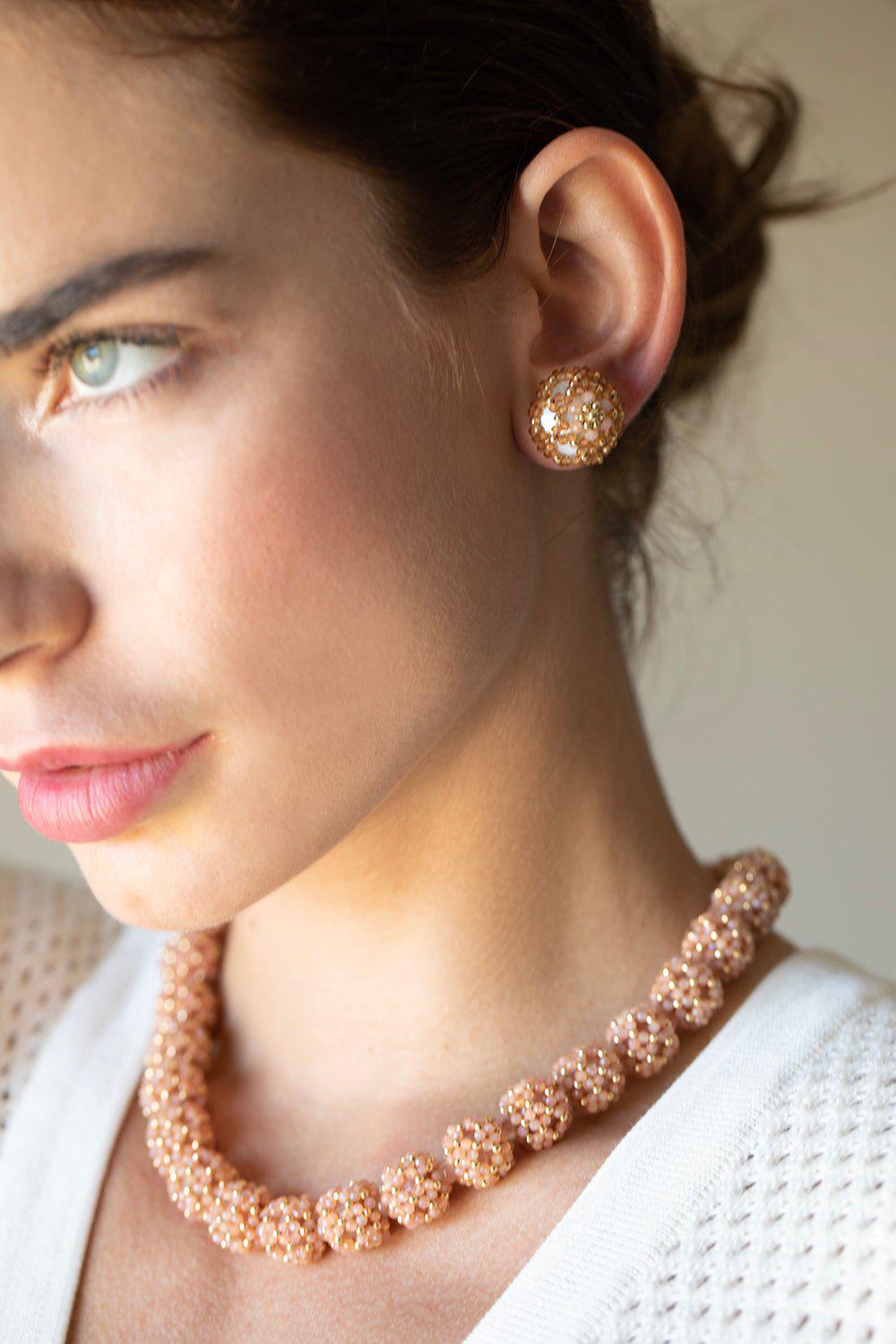CHRIS DAVIES-Lace Dome Earrings-YELLOW GOLD