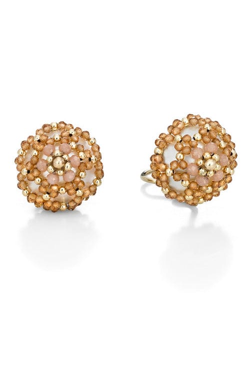 CHRIS DAVIES-Lace Dome Earrings-YELLOW GOLD