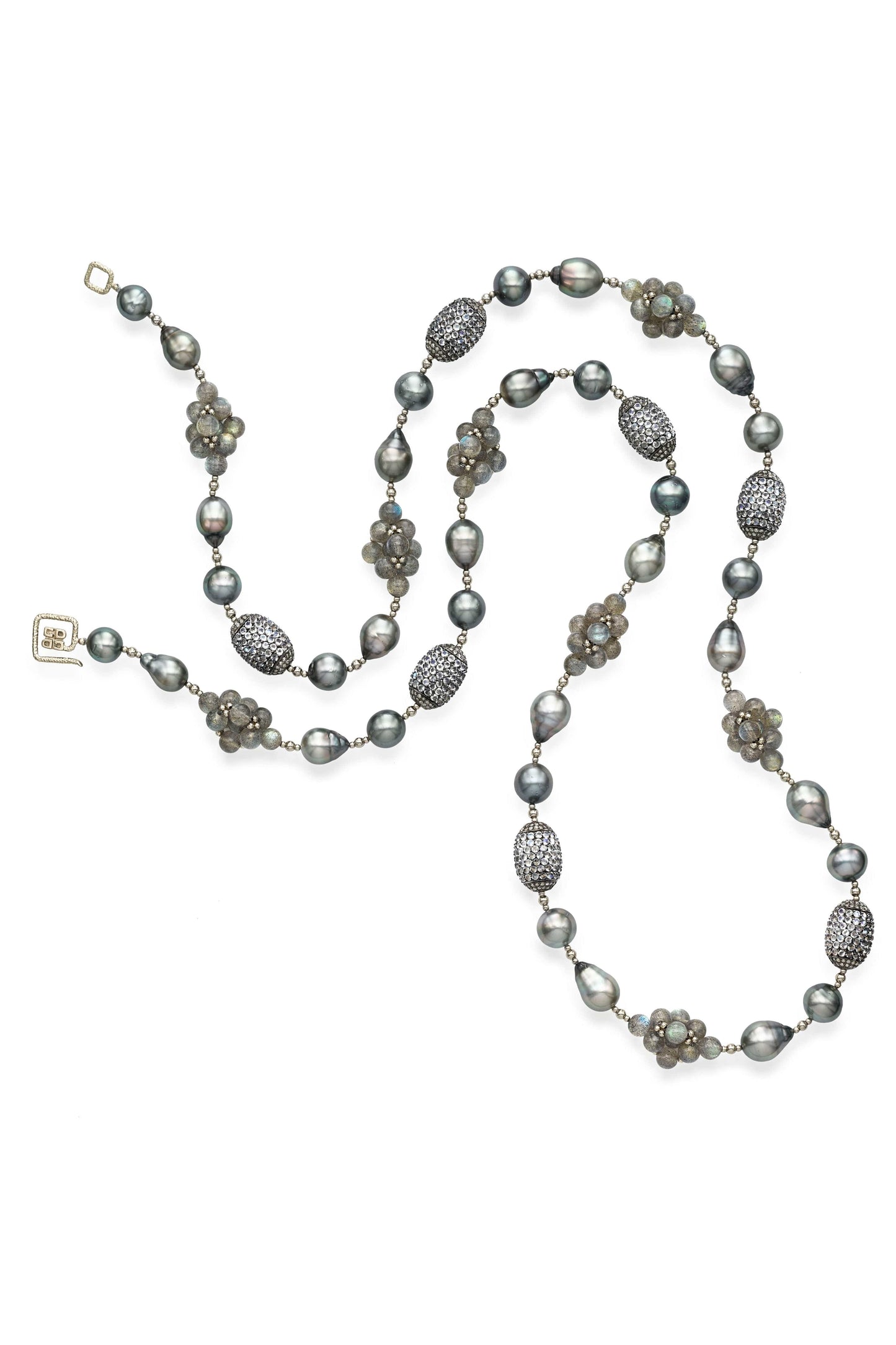 CHRIS DAVIES-Labradorite, Pearl and Moonstone Necklace-WHITE GOLD