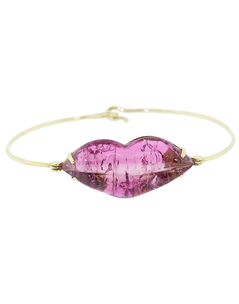 CHRISTINA ALEXIOU-Pink Tourmaline Lips Bracelet-YELLOW GOLD