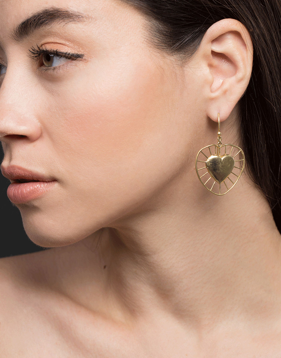 CHRISTINA ALEXIOU-Heart Wire Drop Earrings-YELLOW GOLD