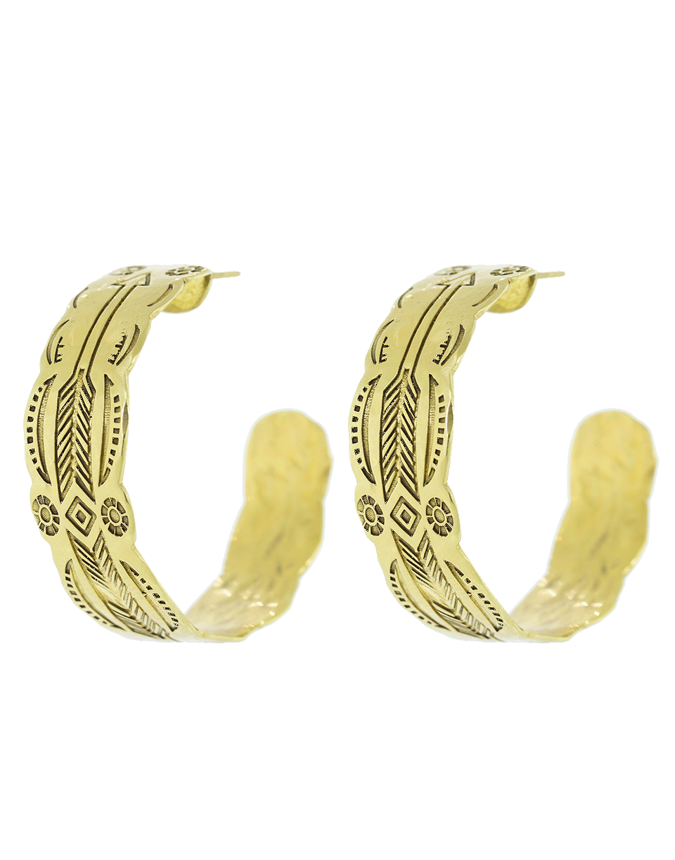 CHRISTINA ALEXIOU-Native American Design Hoops-YELLOW GOLD