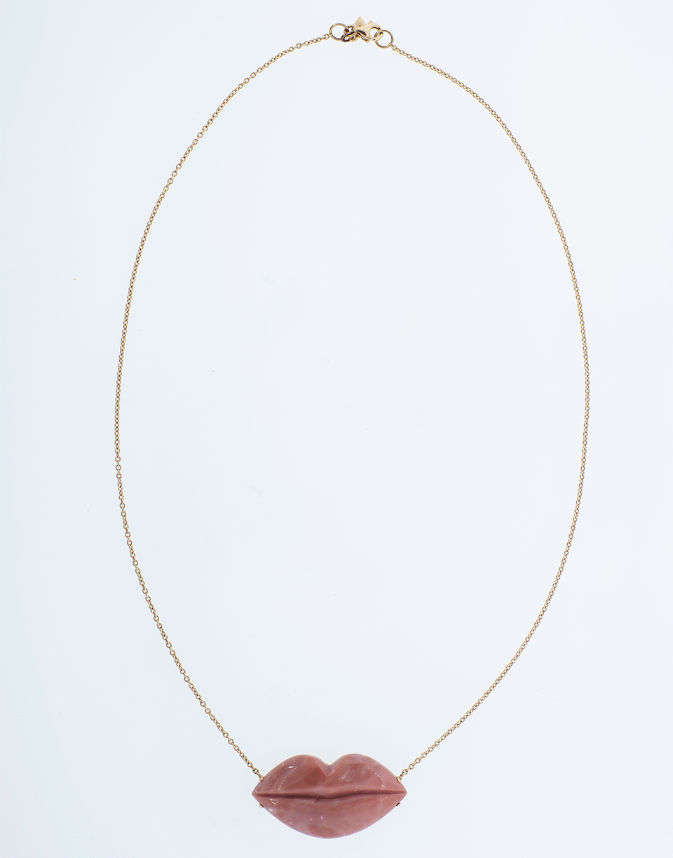 CHRISTINA ALEXIOU-Rhodochrosite Lip Necklace-ROSE GOLD