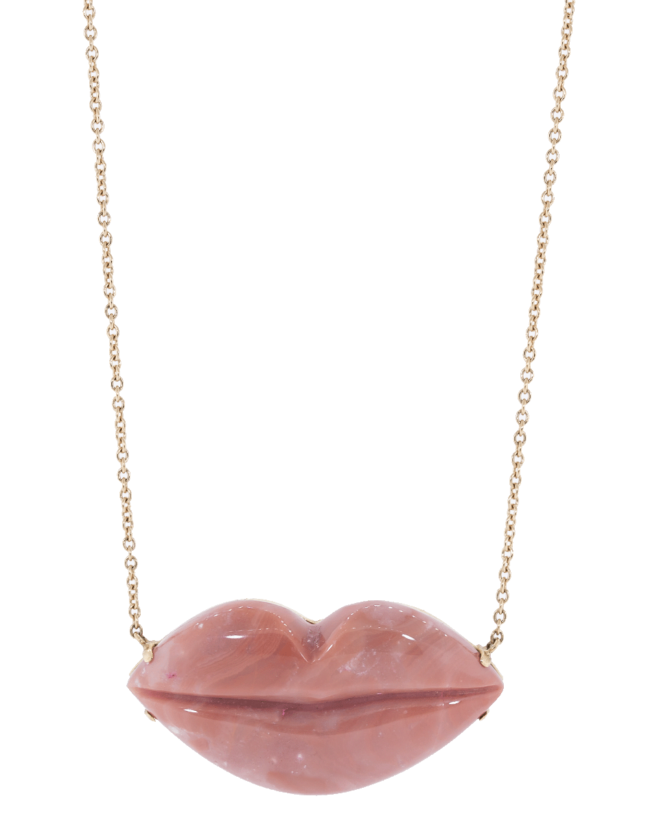 CHRISTINA ALEXIOU-Rhodochrosite Lip Necklace-ROSE GOLD