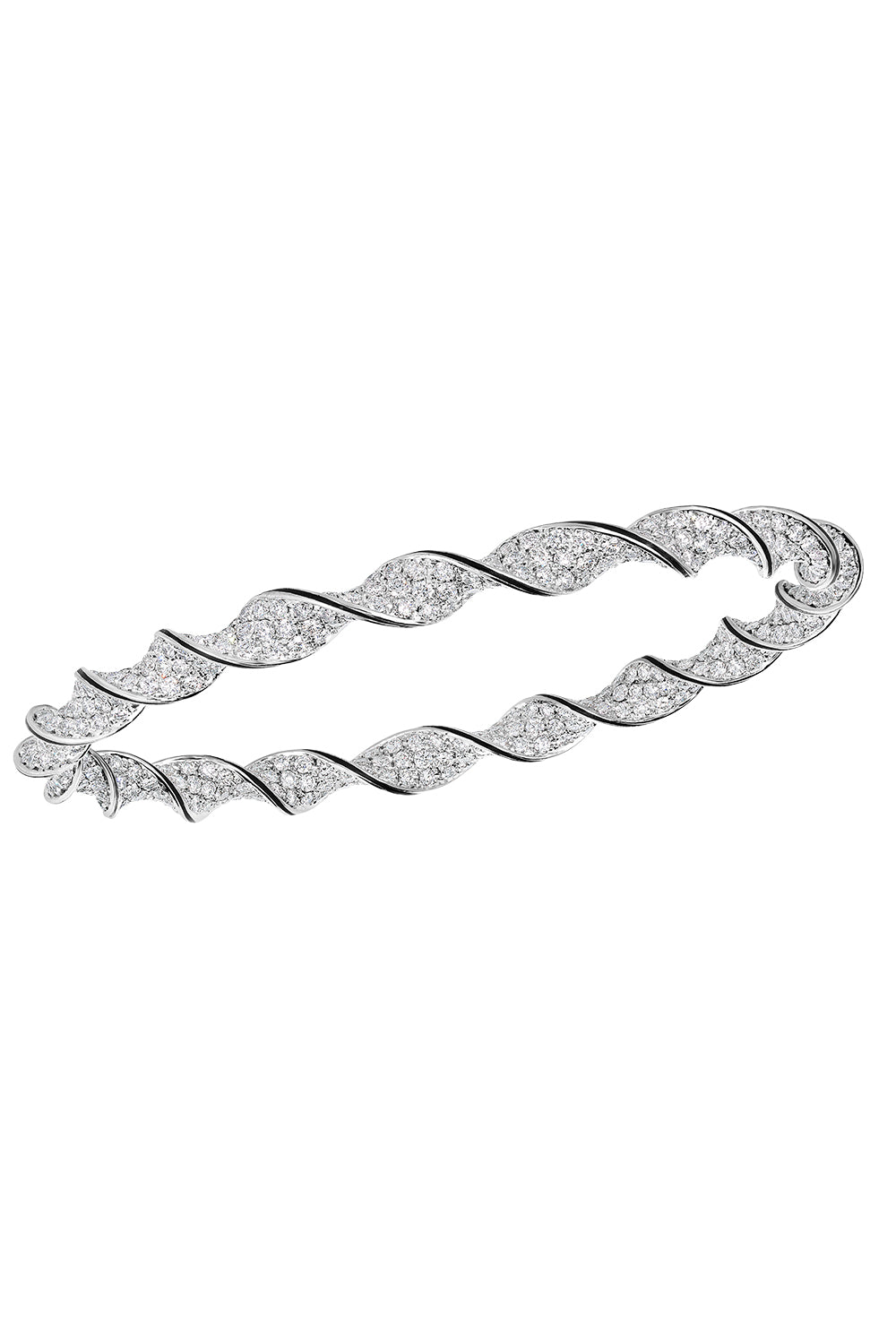 Diamond Black Enamel Twist Bracelet-WHITE GOLD-JEWELRYFINE JEWELBRACELET O-CICADA