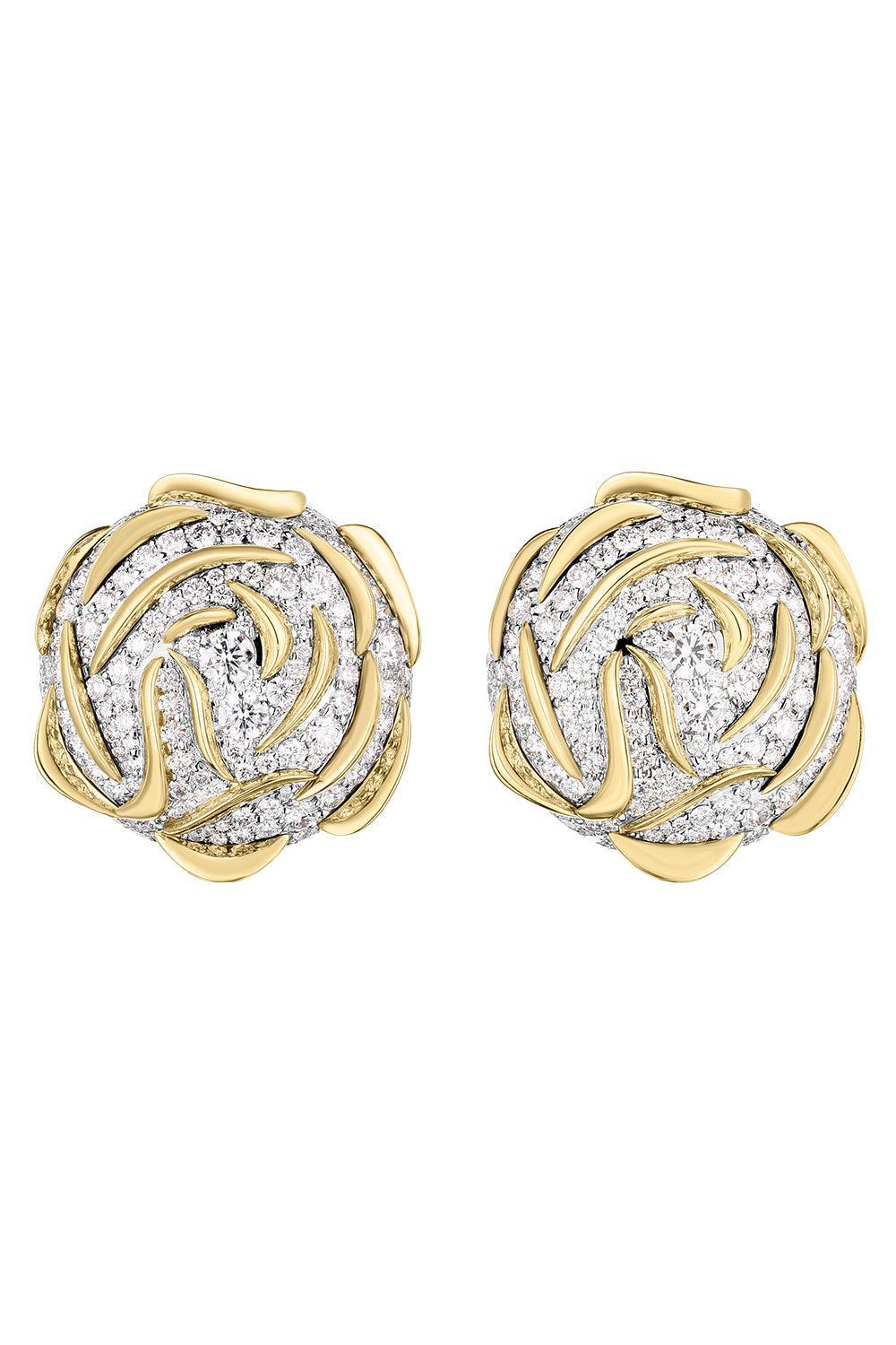 Diamond Rose Earrings-YELLOW GOLD-JEWELRYFINE JEWELEARRING-CICADA