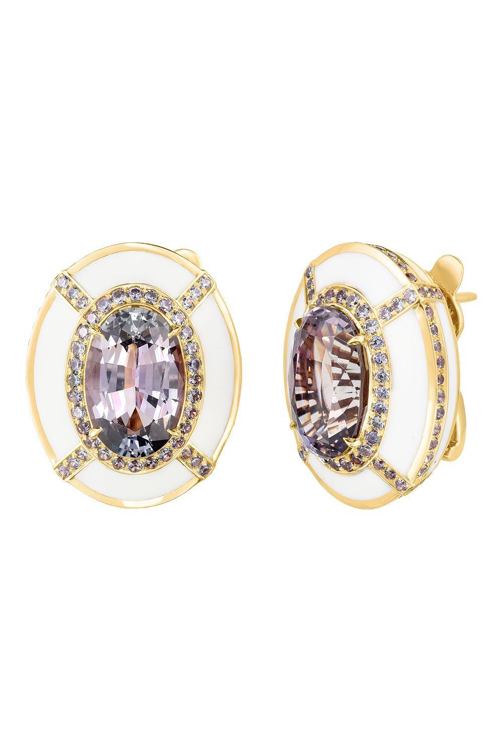 Tanzanite Lavendar Sapphire Candy Earrings-YELLOW GOLD-JEWELRYFINE JEWELEARRING-CICADA