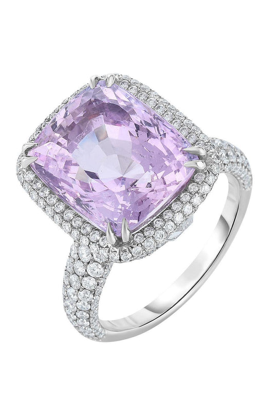 Pink Sapphire Diamond Halo Ring-PLATINUM-JEWELRYFINE JEWELRING-CICADA
