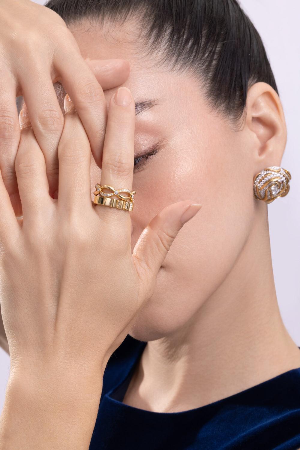 Diamond Ridge Band Ring-YELLOW GOLD-6-JEWELRYFINE JEWELRING-CICADA