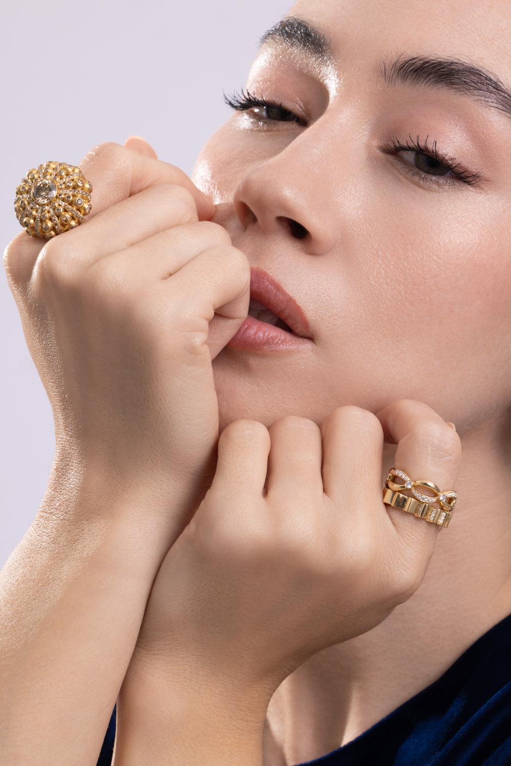 Diamond Ribbon Band Ring-YELLOW GOLD-7-JEWELRYFINE JEWELRING-CICADA
