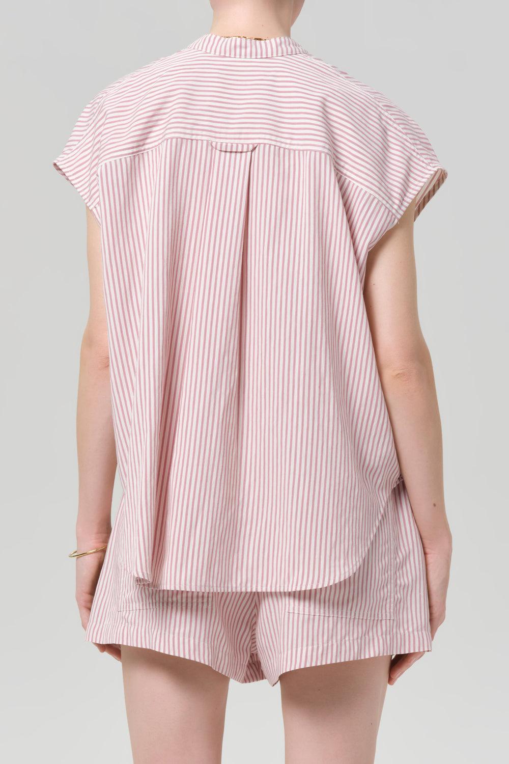 Este Drawstring Short - Raspberry Stripe-STRIPE-XS-CLOTHINGPANTSHORT-CITIZENS of HUMANITY