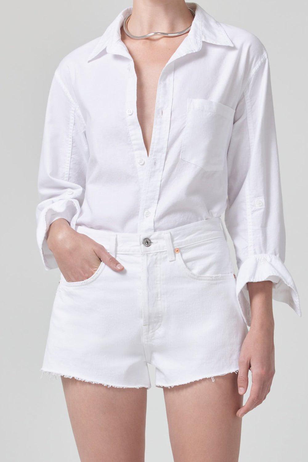 CITIZENS of HUMANITY-Shrunken Kayla Shirt - Oxford White-